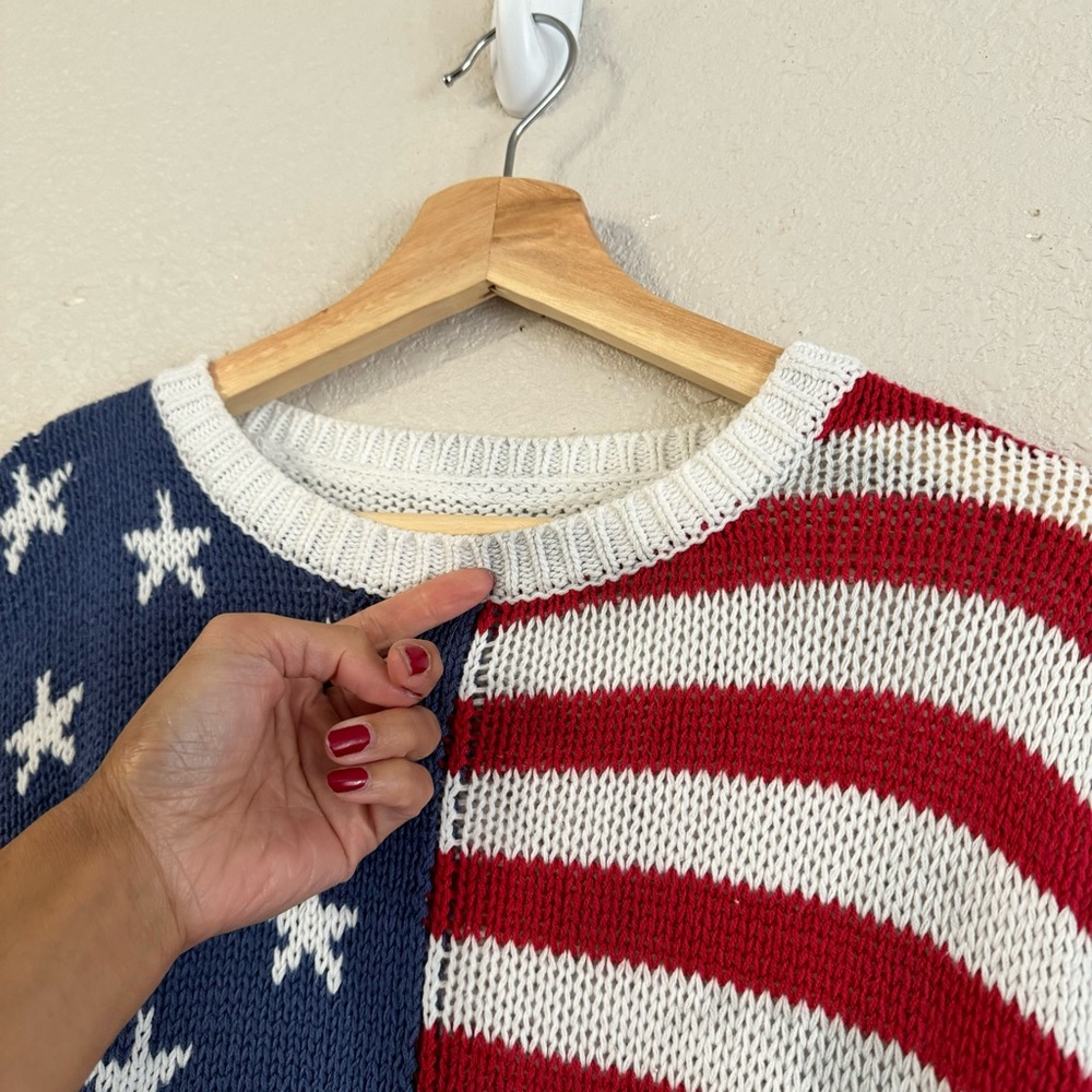 Grayson Threads Pull Over Cable Knit American Flag Novelty Sweater Graphic S - Picture 9 of 13